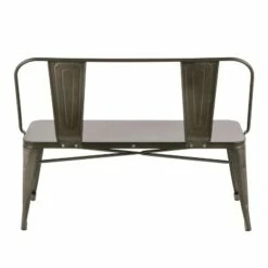 Oregon Industrial Metal Dining Entryway Bench- LumiSource Silver -Ottomans Official Shop unnamed file 1371