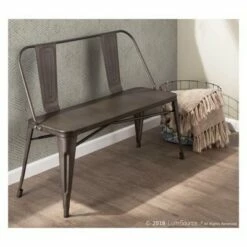 Oregon Industrial Metal Dining Entryway Bench- LumiSource Silver -Ottomans Official Shop unnamed file 1375