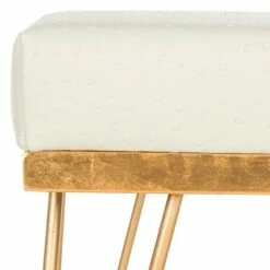 Jenine Faux Ostrich Square Bench - Cream/Gold - Safavieh -Ottomans Official Shop unnamed file 1397