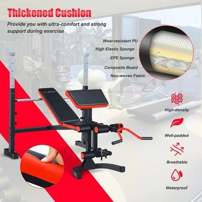Costway Multi-function Adjustable Olympic Weight Bench W/Preacher Curl Home Gym Training 6 Costway Multi-function Adjustable Olympic Weight Bench W/Preacher Curl Home Gym Training - Image 4