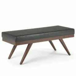 48" Nadine Mid Century Ottoman Bench Faux Air Leather - Wyndenhall Dark Gray Tweed Fabric -Ottomans Official Shop unnamed file 1457