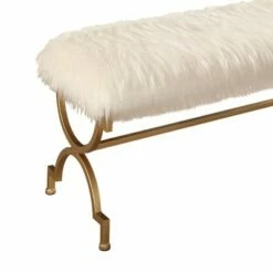 Miley White Faux Fur Bench White - Abbyson Living -Ottomans Official Shop unnamed file 1493