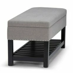 43" Riley Storage Ottoman Bench Dove Gray Linen Look Fabric - WyndenHall -Ottomans Official Shop unnamed file 1510