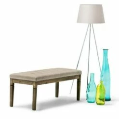 48" Hopewell Tufted Ottoman Bench - WyndenHall Natural Linen Look Fabric