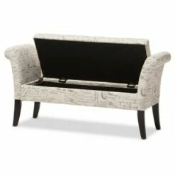 Avignon Script - Patterned French Laundry Fabric Storage Ottoman Bench - Baxton Studio -Ottomans Official Shop unnamed file 1599
