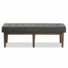 Lucca Mid Century Modern Walnut Wood Fabric Upholstered Button Tufted Bench Dark Gray - Baxton Studio -Ottomans Official Shop unnamed file 1619