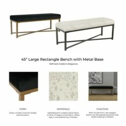 Velvet Rectangle Bench - Black - HomePop -Ottomans Official Shop unnamed file 1641