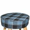 13.5" Mid-Century Foot Stool - Ore International Blue Tartan