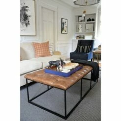 58" Draper Large Bench with Button Tufting Faux Leather Light Brown - HomePop 22 58" Draper Large Bench with Button Tufting Faux Leather Light Brown - HomePop -Ottomans Official Shop unnamed file 1715