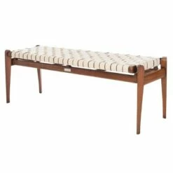 Dilan Leather Bench - Safavieh White/light Brown -Ottomans Official Shop unnamed file 1718