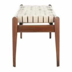 Dilan Leather Bench - Safavieh White/light Brown -Ottomans Official Shop unnamed file 1719