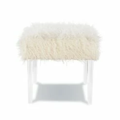 Faux Flokati Acrylic Leg Bench White - Linon -Ottomans Official Shop unnamed file 1726