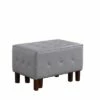 Ore International 1 Seating Stackable Bench with Wooden Legs Light Gray -Ottomans Official Shop unnamed file 1766
