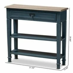 Dauphine Spruce Finished Wood Accent Console Table Blue - Baxton Studio