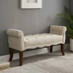 Madison Roll Arm Bench - Linon Natural 17 Madison Roll Arm Bench - Linon Natural -Ottomans Official Shop unnamed file 1826