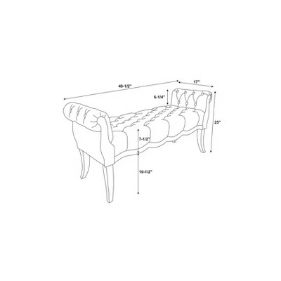 Madison Roll Arm Bench - Linon Natural 11 Madison Roll Arm Bench - Linon Natural - Image 9