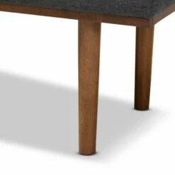 Arne Walnut Finished Bench - Baxton Studio Dark Gray -Ottomans Official Shop unnamed file 1836