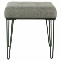 Mid Mod Square Stool Metal Hairpin Leg - Gray - HomePop