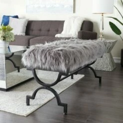 Olivia & May Contemporary Iron Bench Gray - Olivia & May