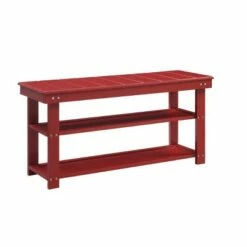 Oxford Utility Mudroom Bench with Shelves - Breighton Home Cranberry Red -Ottomans Official Shop unnamed file 1946