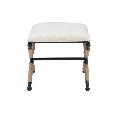 Ashburn Campaign Accent Stool - Linon Buff Beige 5 Ashburn Campaign Accent Stool - Linon Buff Beige - Image 3