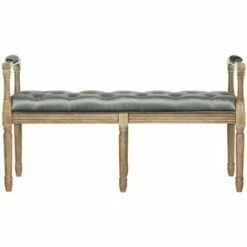 Raiden Linen Rustic Oak Bench - Safavieh Beige -Ottomans Official Shop unnamed file 2036