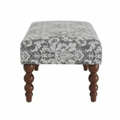 40" Claire Bench with Damascus Print Gray - Linon -Ottomans Official Shop unnamed file 2053