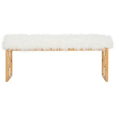 Mera Faux Lamb Bench - White - Safavieh 6 Mera Faux Lamb Bench - White - Safavieh - Image 4