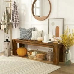 Arsenio Sturdy Wooden Dining Bench Dark Oak - HOMES: Inside + Out