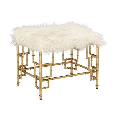Olivia & May Modern Faux Fur Stool Gold - Olivia & May 5 Olivia & May Modern Faux Fur Stool Gold - Olivia & May - Image 3