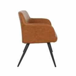 44" Daniella Industrial Bench Steel/Faux Leather Black/Camel - LumiSource