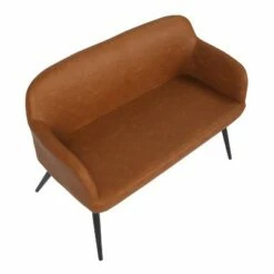 44" Daniella Industrial Bench Steel/Faux Leather Black/Camel - LumiSource -Ottomans Official Shop unnamed file 2223