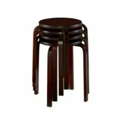 Set of 4 Bentwood Stools - Linon Espresso Brown