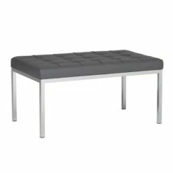 35" Studio Designs Home Lintel Tufted Bonded Leather Bench Gray -Ottomans Official Shop unnamed file 2377