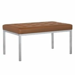 35" Studio Designs Home Lintel Tufted Bonded Leather Bench Gray -Ottomans Official Shop unnamed file 2379