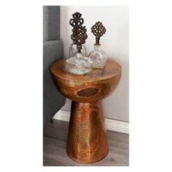 Metal Pedestal Stool Flat Top Copper - Olivia & May