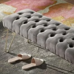 Hewett Velvet Tufted Metal Bench - Inspire Q Black -Ottomans Official Shop unnamed file 2462