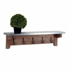 Millwork Bench with Coat Hook Shelf Wood and Zinc Metal Silver/Light Amber - Alaterre Furniture -Ottomans Official Shop unnamed file 2539