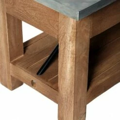 Millwork Bench with Coat Hook Shelf Wood and Zinc Metal Silver/Light Amber - Alaterre Furniture -Ottomans Official Shop unnamed file 2543