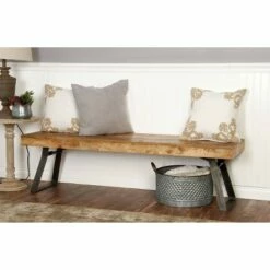 Olivia & May Natural Solid Wood Bench Light Brown - Olivia & May