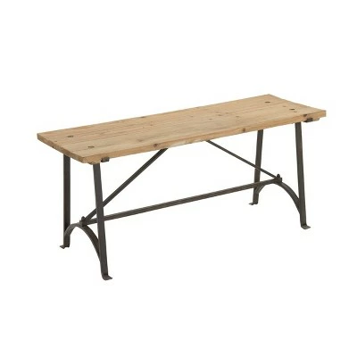 Olivia & May Industrial Knotted Wood Bench Beige - Olivia & May 4 Olivia & May Industrial Knotted Wood Bench Beige - Olivia & May - Image 2