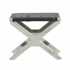 Woven Faux Leather Stool - Olivia & May Black -Ottomans Official Shop unnamed file 256