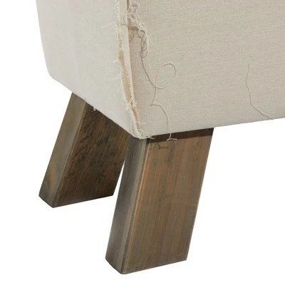 Olivia & May Rustic Wood and Foot Stool with Cushion White - Olivia & May 6 Olivia & May Rustic Wood and Foot Stool with Cushion White - Olivia & May - Image 4