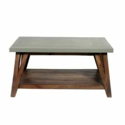 Brookside Entryway Bench Concrete Coated Top and Wood Light Gray/Brown - Alaterre Furniture
