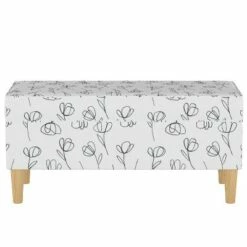 Storage Bench Contoured Tulips White - Skyline Furniture