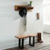 Alaterre Furniture Alpine Natural Brown Live Edge 36" Bench with Coat Hook Shelf Set Metal And Wood -Ottomans Official Shop unnamed file 2646