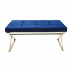 Rectangle X Legs Velveteen Bench Blue/Gold - Sagebrook Home -Ottomans Official Shop unnamed file 2685