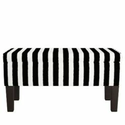Mila Storage Bench Black/White Stripe - Skyline Furniture