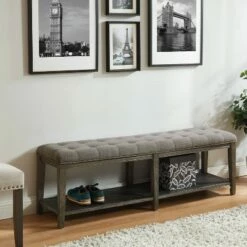 Wixam Tufted Bench Gray - HOMES: Inside + Out