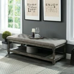 Arianna Tufted Bench Gray - HOMES: Inside + Out